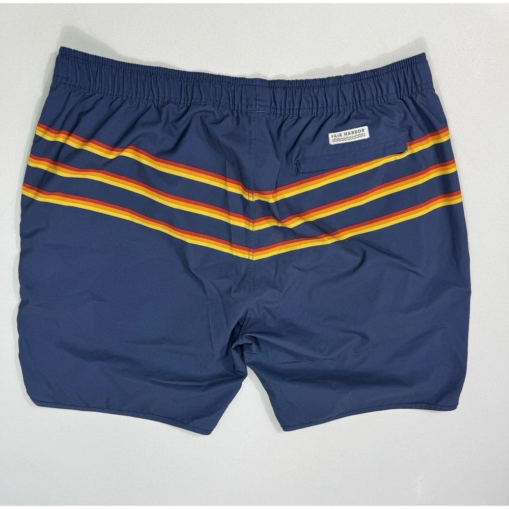 Fair Harbor Swim Trunks Men 2XL Blue Orange Red Performance Lined Shorts 8.5